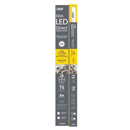 Feit Electric Feit T5 Bright White 12 in. Bi-Pin Linear LED Linear Lamp 8 Watt Equivalence 1 pk T512/830/LED
